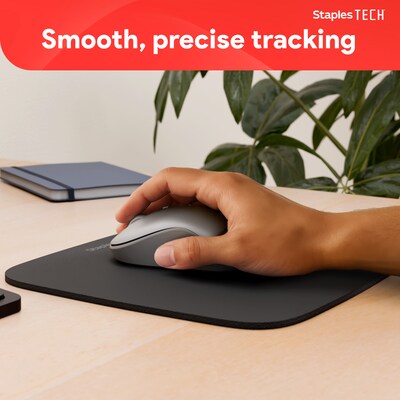 Staples TECH Non-Skid Mouse Pad, Black, 2/Pack (50678)