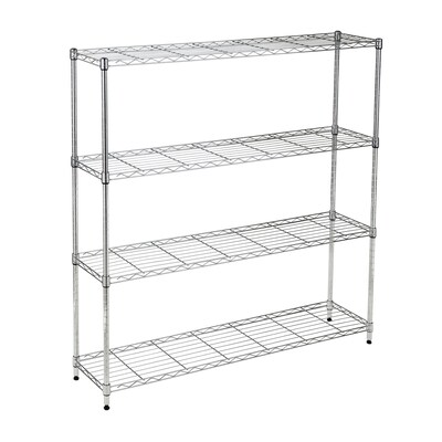 Honey-Can-Do 4-Tier Slim Profile Wide Shelving Unit, 48 x 10 x 48, Chrome (SHF-10023)