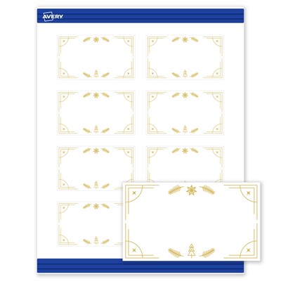 Avery Gold-White Christmas Trees Matte Blank Card, White, 80/Pack (S00-FE5)