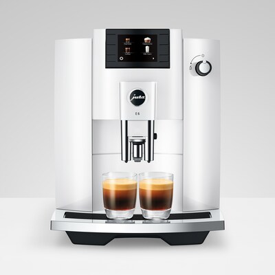 JURA E6 2-Cups Coffee & Espresso Machine Combination, Piano White (15559)