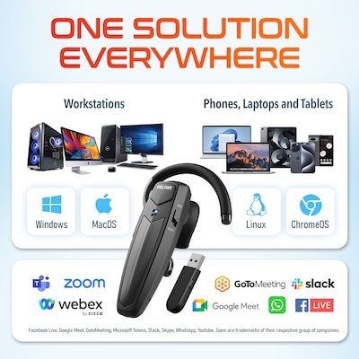 Delton 87X Wireless Single-Ear Bluetooth Computer Earbud, Black (DBH87X)