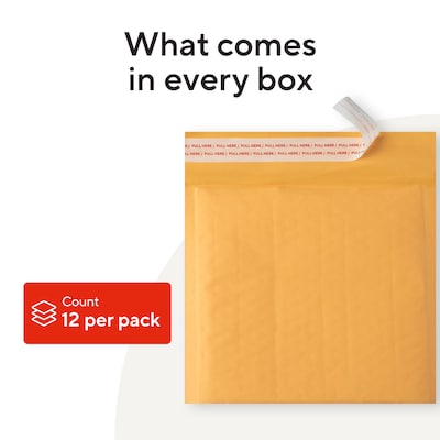 Quill Brand® 8" x 7" Self-Sealing Bubble Mailer, CD/DVD, 12/Pack (51577)