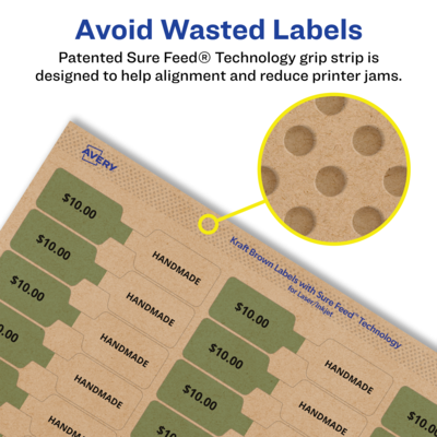 Avery Laser/Inkjet Decorative Edge Multipurpose Labels, .5" x 2.5", Kraft Brown, 4500 Labels/Box ( 94749)