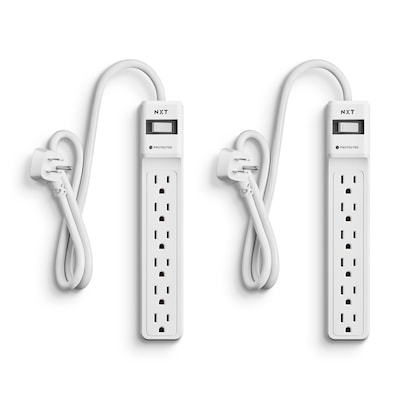 NXT Technologies™ 6-Outlet Surge Protector, 2.5 Cord, 500 Joules, 2/Pack (NX54311)