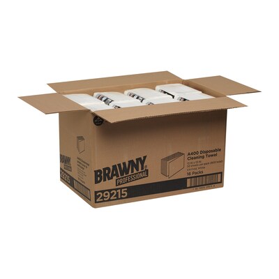 Brawny Professional A400 Cellulose Cleaning Wipers, 13" x 13", White, 800 Wipers/Box, 16/Carton (29215)