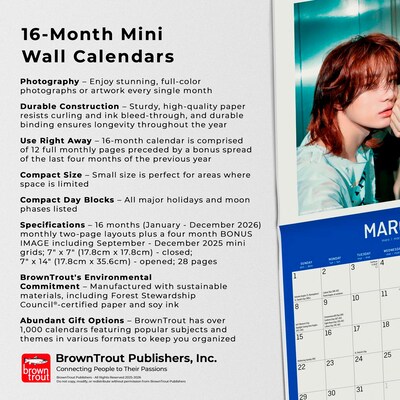 2026 BrownTrout TXT 7" x 7" Monthly Wall Calendar (9798330701490)