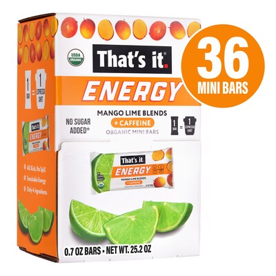 Thats It Gluten Free Organic Mango Lime Blends Energy Bar, 0.7 oz., 36/Pack (220-02520)