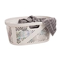 Mind Reader 10.57-Gallon Laundry Basket with Handles, Plastic, Ivory (HHAMP40-IVO)