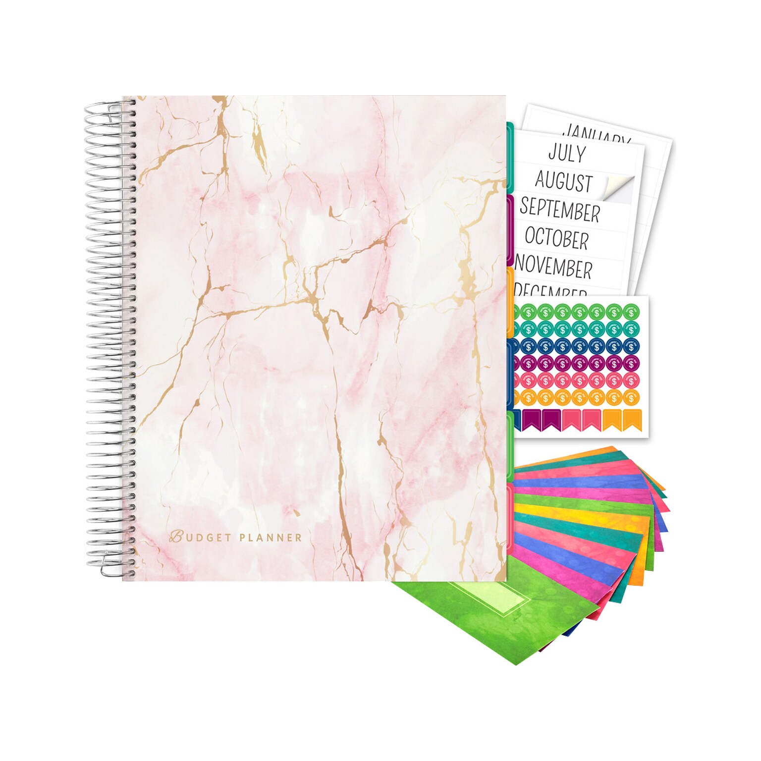 Global Printed Products 8.5 x 11 Budget Planner & Monthly Bill Organizer, Paperboard Cover, Pink/White (GPP-0073A)