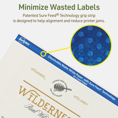 Avery Dissolvable Rectangle Multipurpose Labels, 5" x 6", Off-white, 10/Pack (94257)