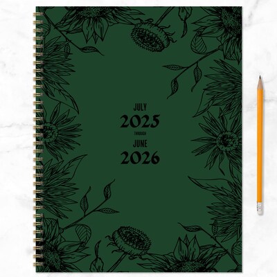 2025-2026 TF Publishing Garden of Green 9" x 11" Academic Year Weekly & Monthly Planner, Paperboard Cover, Green (AY26-9708)