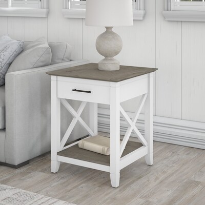 Bush Furniture Key West 20" x 20" End Table, Shiplap Gray/Pure White (KWT120G2W-03)