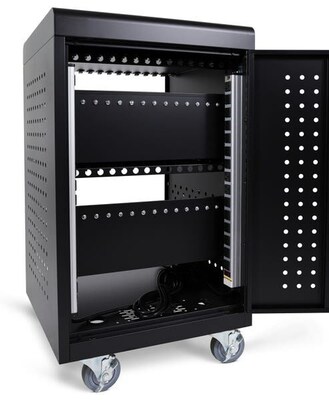 Luxor Lockable 30-Unit Laptop Storage Cabinet, Black Steel (LLTM30-B)