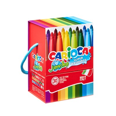 CARIOCA Jumbo Washable Kids Markers, Bullet Tip, Assorted Colors, 30/Set (CRA41259)