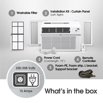 LG 230-Volt 18,000 BTU Window Smart Air Conditioner with Remote, WiFi Enabled, White (LW1821ERSM)