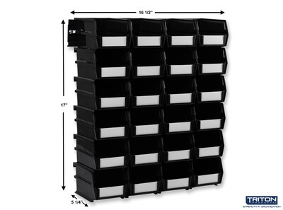 Triton Products LocBin Small Stackable Plastic Storage Bin, 3 x 4.125x 5.375, 1.15 Qt., Black, 24/Pack (3-210BKWS)