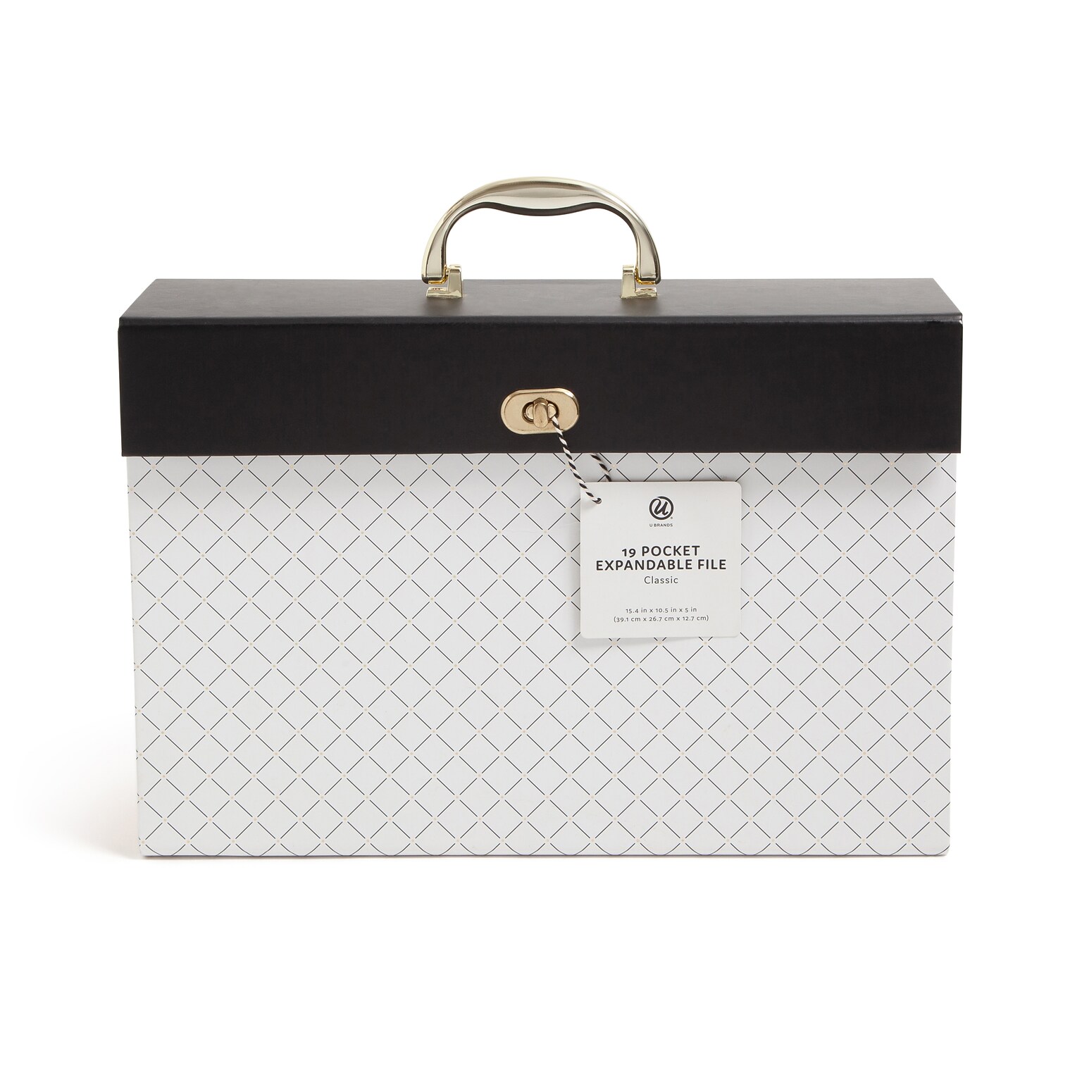 U Brands Modern Noir Premium Pressboard Accordion File, 19 Pocket, Letter Size, Black/White (2201U02-06)