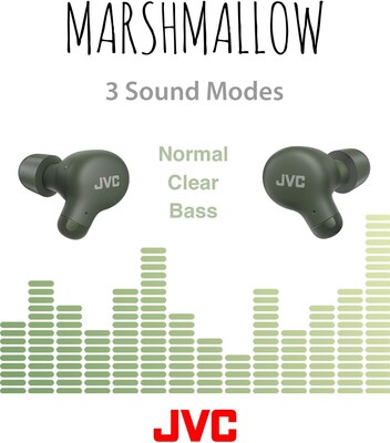 JVC Marshmallow True Wireless Earbuds, Bluetooth, Green (HAA18TG)