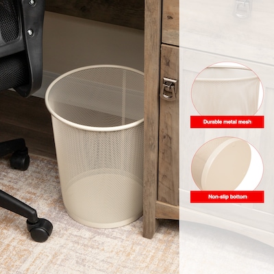 Staples Metal Mesh Trash Can, 4.4 Gallon, Warm White (ST63857)