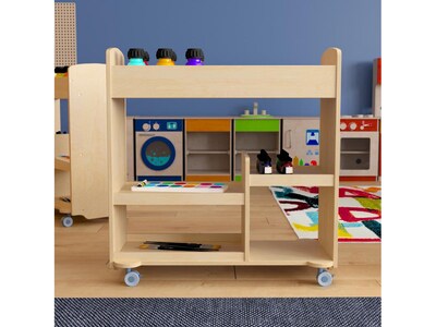 Flash Furniture Bright Beginnings Mobile 18-Section Storage Cart, 31.75"H x 33.25"W x 15.75"D, Natural Birch Plywood