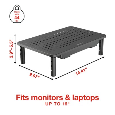 Staples TECH Adjustable Monitor Stand, Black (ST62819-CC)