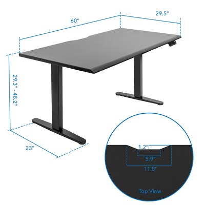 Mount-It! Dual Motor 60"W Electric Adjustable Standing Desk, Black (MI-18121)