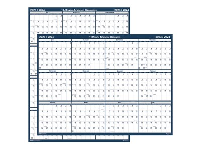 2023-2024 House of Doolittle 24 x 18 Academic Yearly Wet-Erase Wall Calendar, Reversible, Blue (39