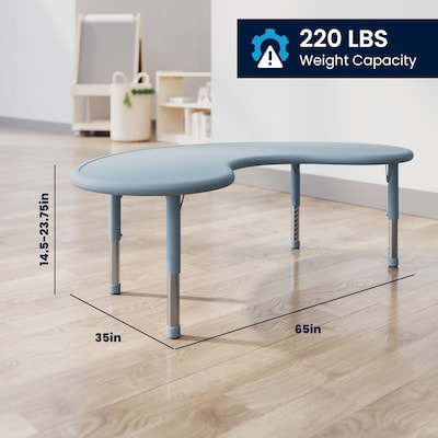 Flash Furniture Emmy Half Moon Activity Table Set, 65" x 35", Height Adjustable, Dusty Blue (YCX42MOONTBDTBE)