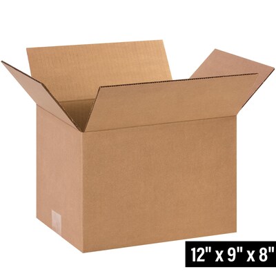 12 x 9 x 8 Shipping Boxes, 32 ECT, Brown, 25/Bundle(1298)