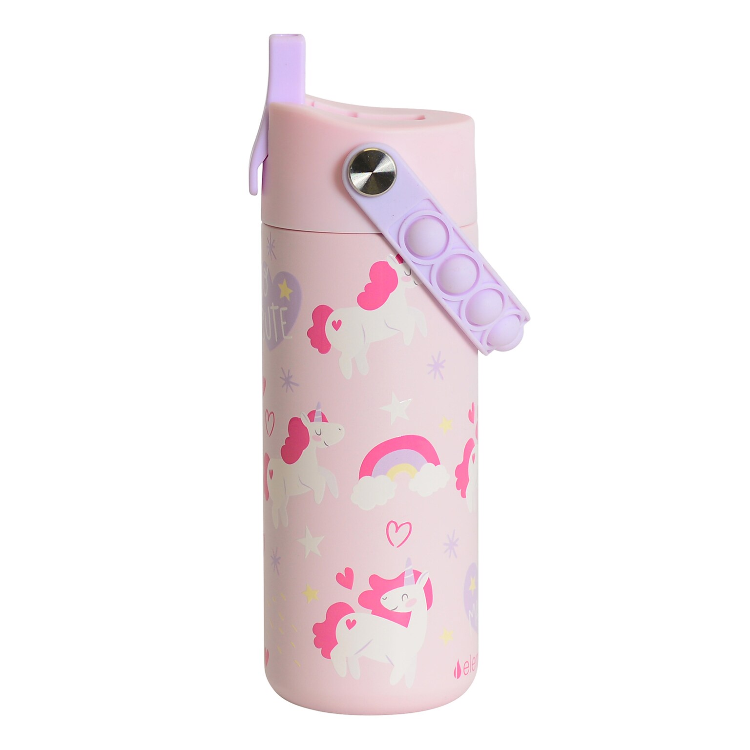 Elemental Core Pop Stainless Steel Double Wall Insulated Water Bottle, 18 oz., Unicorn Magic (EBC18UM26P)
