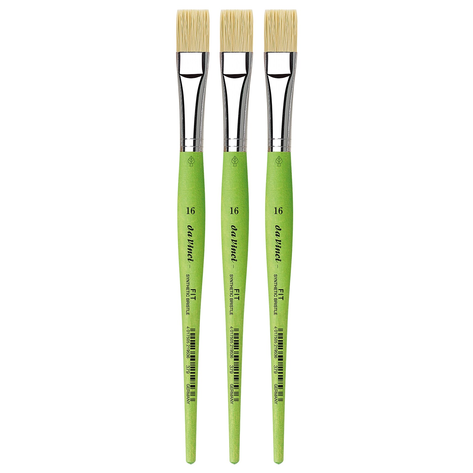 da Vinci FIT Oil and Acrylic Synthetic Bristle, Flat Brush, 3/Pack (DVXVA37916-3)