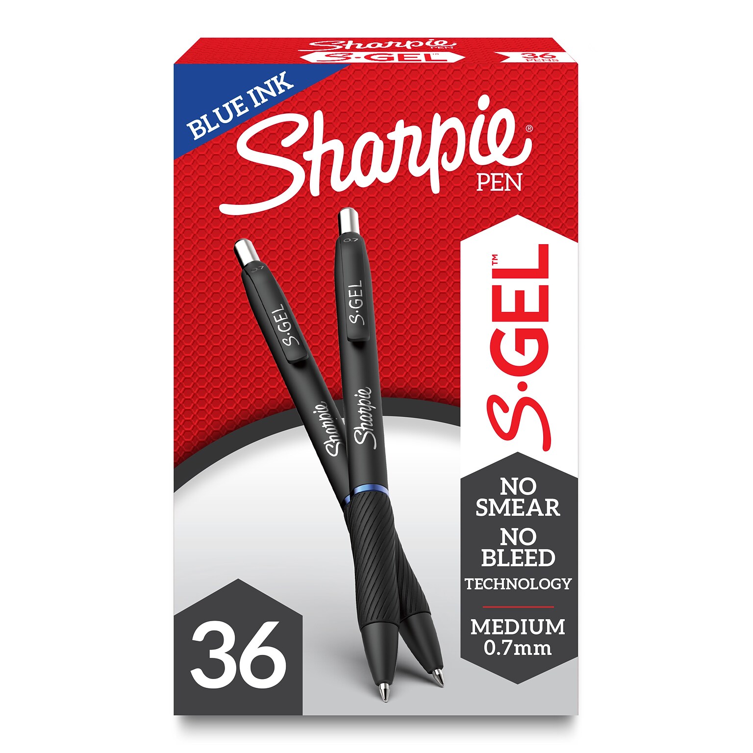 Sharpie S-Gel Retractable Gel Pen, Medium Point, Blue Ink, 36/Pack (2096176)