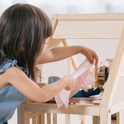 PlanToys Wooden My First Dollhouse, 24.5" x 16.6" x 22.6", Natural (PTS7110)