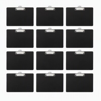 Staples Plastic Recycled Clipboard, Landscape, Black - Eco-Friendly Horizontal Clipboard, 12/Pack