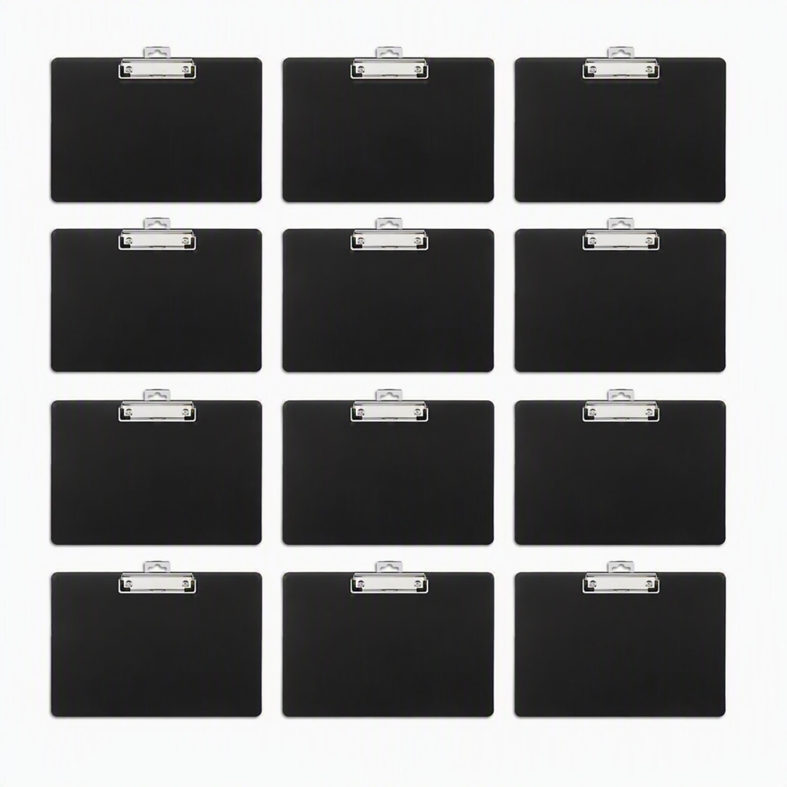 Staples Plastic Recycled Clipboard, Landscape, Black - Eco-Friendly Horizontal Clipboard, 12/Pack