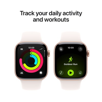 Apple Watch Series 11 GPS Smartwatch, 42mm, Rose Gold Aluminum Case with Light Blush Sport Band, Small/Medium (MEU04LW/A)