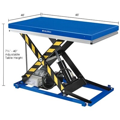 Global Industrial Power Scissor Lift Table, Hand & Foot Control, 48" x 48", 3300 Lb. Capacity (989035)