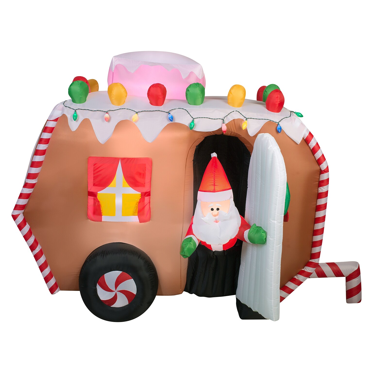 National Tree Company 7.5 Inflatable Gingerbread Trailer with Santa (GE9-37289-1)