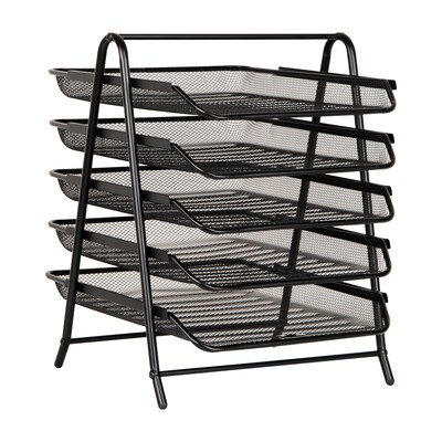Mind Reader 5-Tier Stackable Paper Desk Tray Organizer, Metal, Black (5TPAPER-BLK)