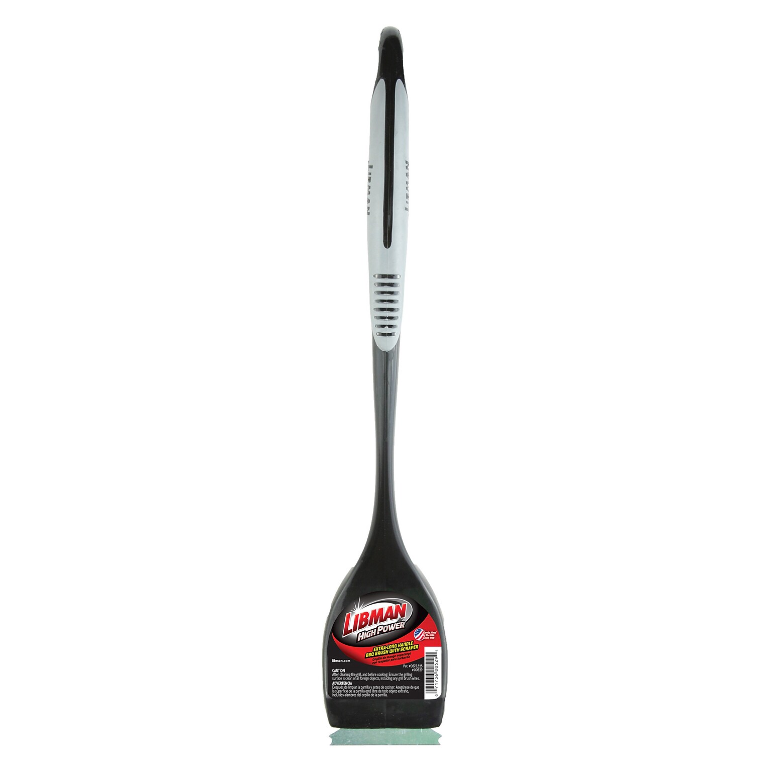 Libman Long Handle Grill Brush with Scraper, Brass Fibers, 18 Black & Gray (0529)