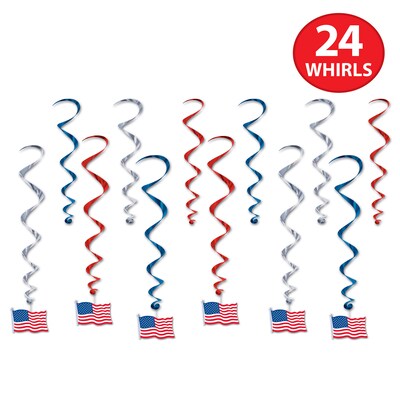 Beistle Fourth of July American Flag Whirls, Red/White/Blue, 24/Pack (53602)