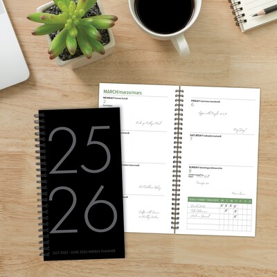 2025-2026 Willow Creek 3.5" x 6.5" Academic Year Weekly Planner, Black (54796)