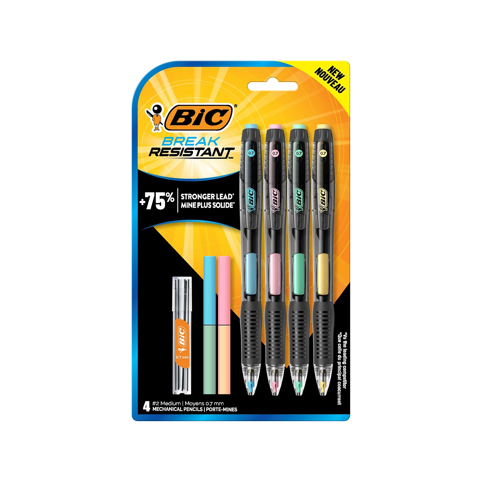 BIC BreakResistant Mechanical Pencils, 0.7mm, 2 Medium Lead, 4/Pack