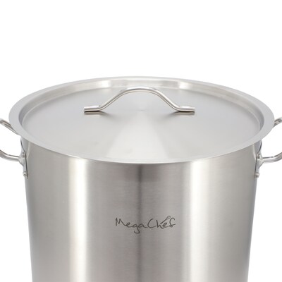 MegaChef Professional Kitchen Stainless Steel 26.4 Qt. Stock Pot, Silver (935122008M)