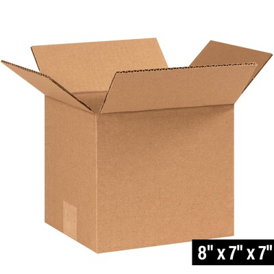 8 x 7 x 7 Shipping Boxes, 32 ECT, Brown, 25/Bundle (877)