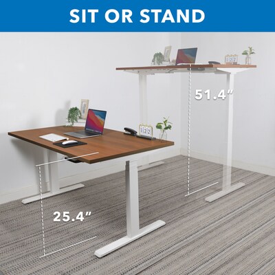 Mount-It! 55"W Electric Adjustable Standing Desk, Brown/White (MI-18068)