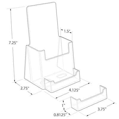 Azar Brochure Holder, Floor-Standing, Front Loading, Clear, Acrylic, 50/Pack (252922-50PK)