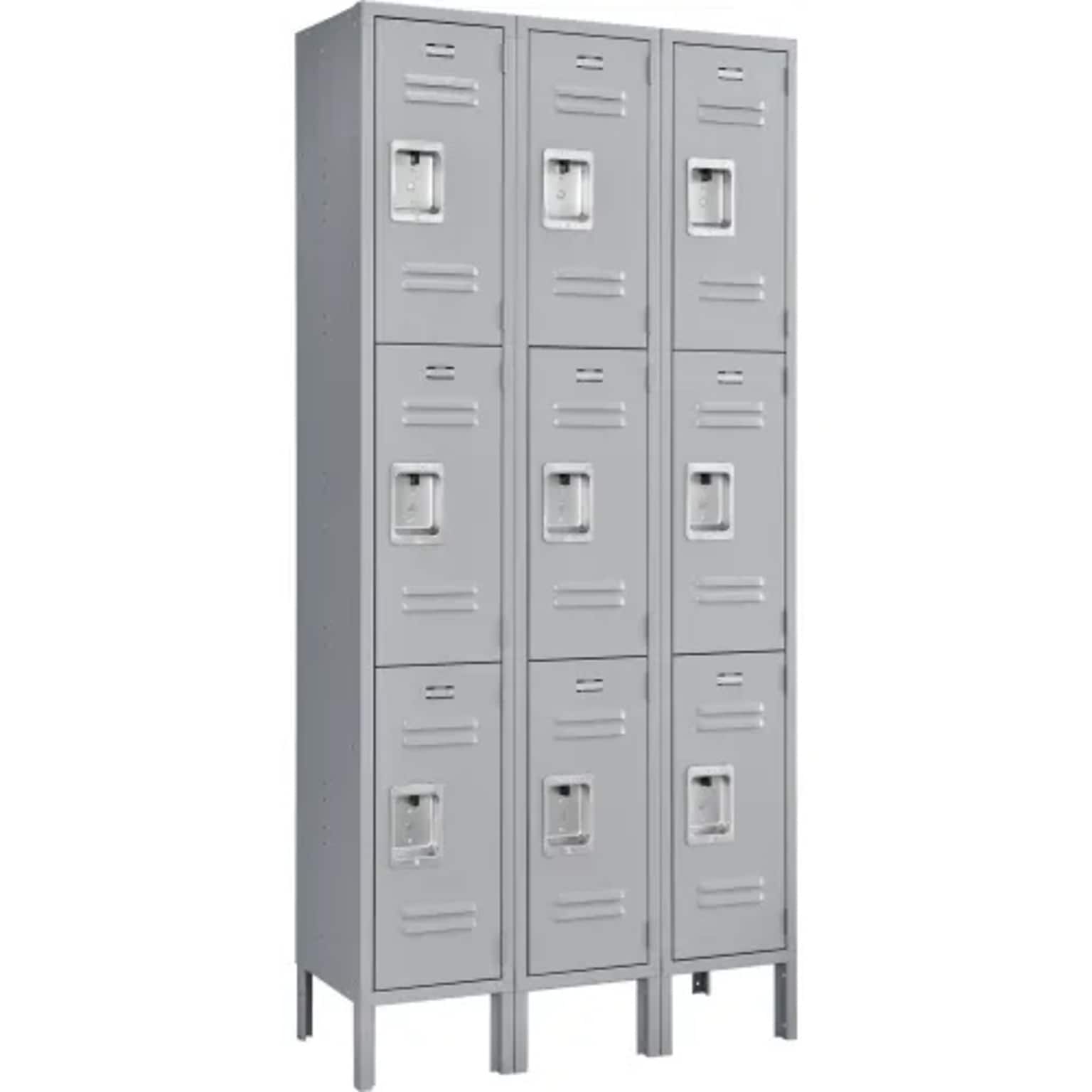 Global Industrial Infinity 3-Tier 9-Door Locker, 36W x 15D x 78H, Gray (493424GY)