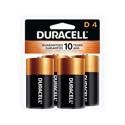 Duracell Coppertop D Alkaline Batteries, 4/Pack (DURMN1300R4Z)