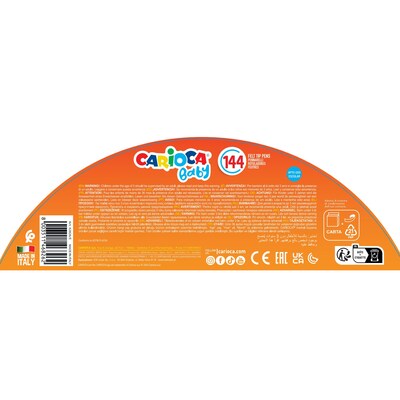 CARIOCA Baby Washable Kids Markers, Rounded Nib, Assorted Colors, 144/Set (CRA42826E)